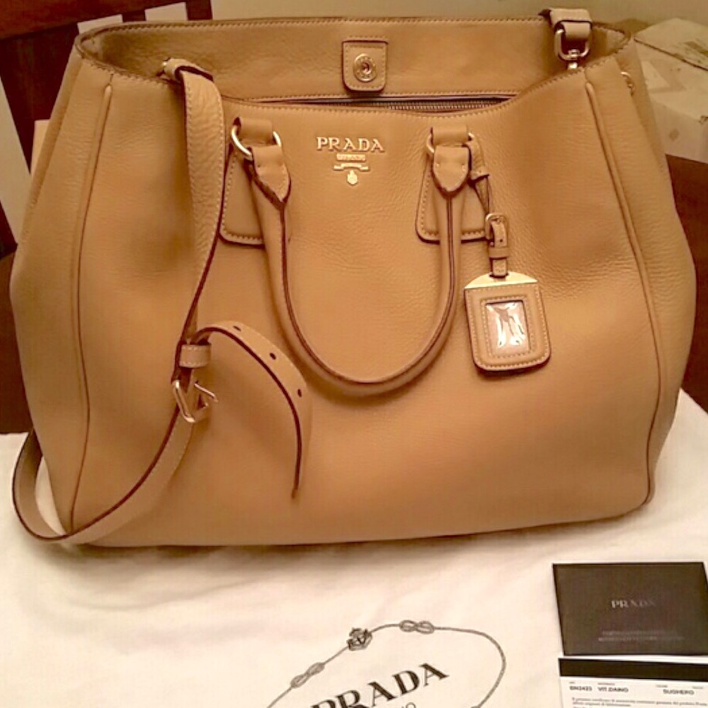Prada Vitello Daino tote crossbody bag